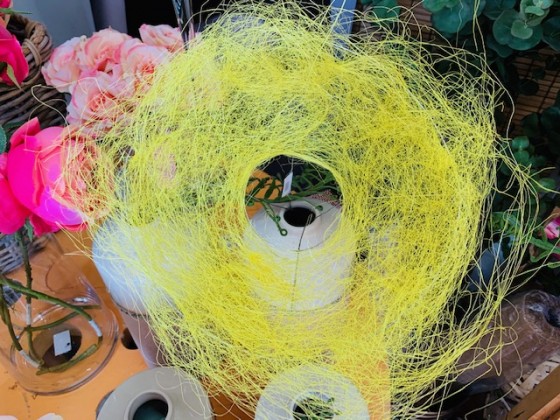 PORTA BOUQUET NIDO SISAL AMARILLO Ø25CM