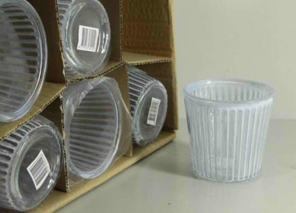 CRISTAL POT GLASS LIGHT BLUE D:13,5X12CM