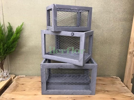 MIMBRE MANOR MESH CRATE GREY SET X 3