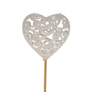 PICK CORAZON 7CM X 50CM X 5 UNI BLANCO