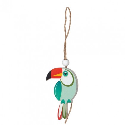 WOOD TOUCAN HANGING DEC. CM4,6X6,8X0,5(6PCS)