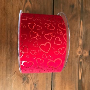 CINTA TERCIOPELO CORAZON 70MMX10M ROJO METAL