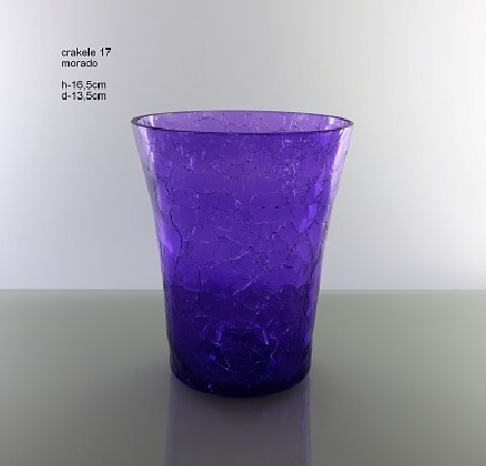 CRISTAL MACETA CRAQUELLE H:16,5CM Ø:13,5 MORADO