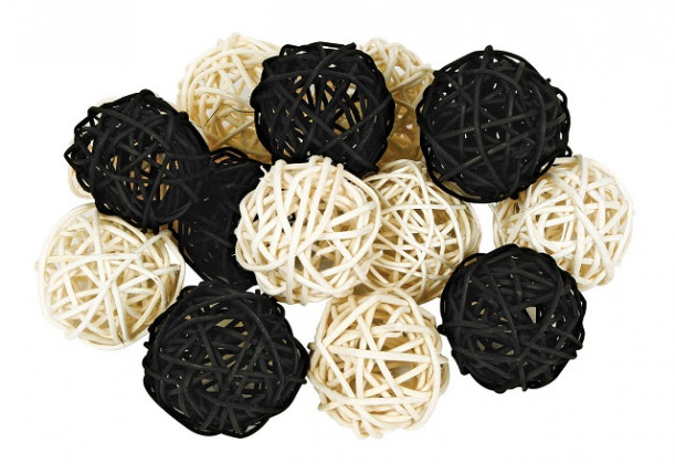 RATTAN BALL 5CM BLANCO/NEGRO.