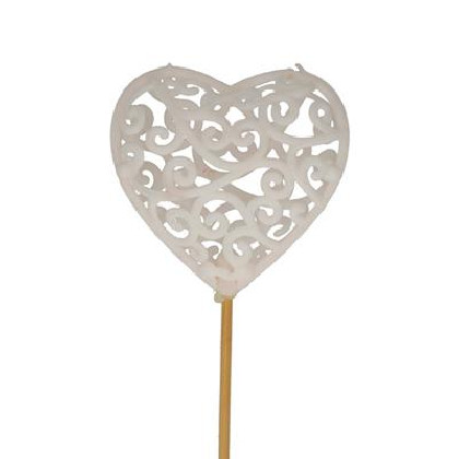 PICK CORAZON 7CM X 50CM X 5 UNI BLANCO