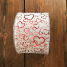 CINTA FIBRA CORAZON 70MMX25M BLANCO/ROJO METAL