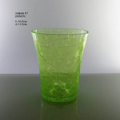 CRISTAL MACETA CRAQUELLE H:16,5CM Ø:13,5 VERDE