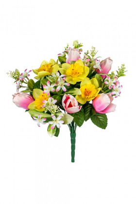 RAMO TULIPAN-NARCISO 35CM AMARILLO/ROSA