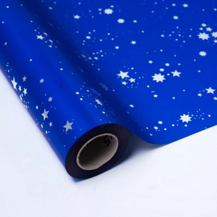 BOBINAS PP OPAK 70CMX50M ESTRELLAS AZUL/PLATA
