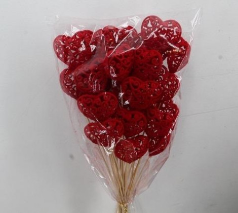 PICK CORAZON BAROQUE 7CMX50CM X 5UNI. ROJO