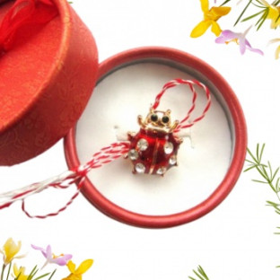 DETALLE MARZO CAJA BROCHE MARIQUITA/GALANTHUS