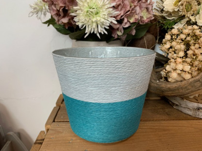 MACETA CUERDA Ø19XH16B14 TURQUESA/CEL.
