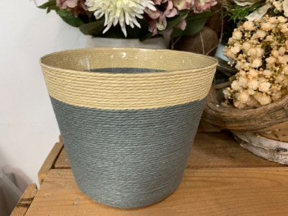 MACETA CUERDA COLOR Ø19XH16B14 AZUL/NAT.