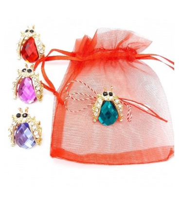 DETALLE MARZO BOLSA BROCHE MARIQUITA CON CRISTALES