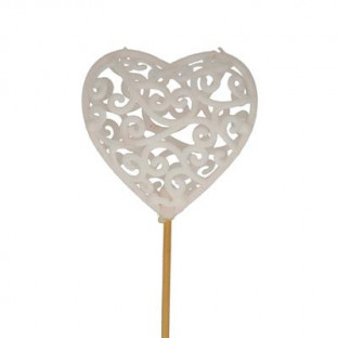PICK CORAZON 7CM X 50CM X 5 UNI BLANCO