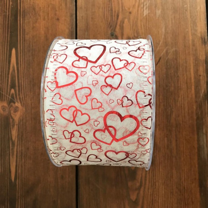 CINTA FIBRA CORAZON 70MMX25M BLANCO/ROJO METAL