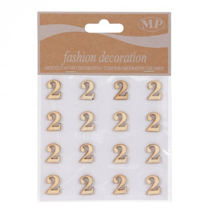 STICKERS NUMERO 2 MADERA NATURAL(16 UNI)