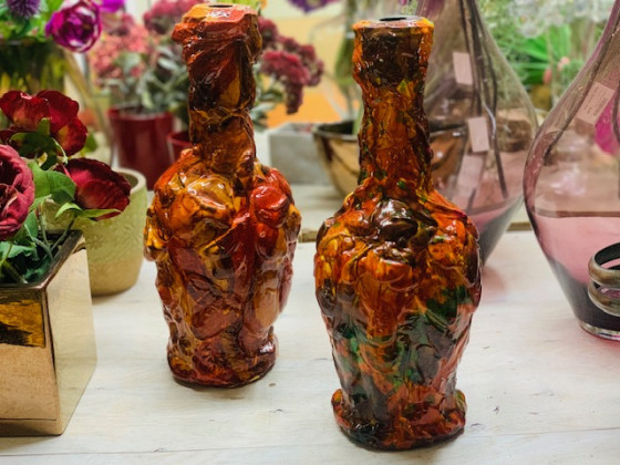 CRISTAL BOTELLA MATIZ NARANJA.