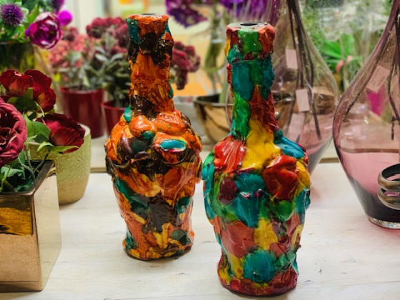 CRISTAL BOTELLA MATIZ AZUL.