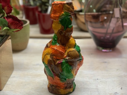 CRISTAL BOTELLA PEQUEÑA MATIZ NARANJA.