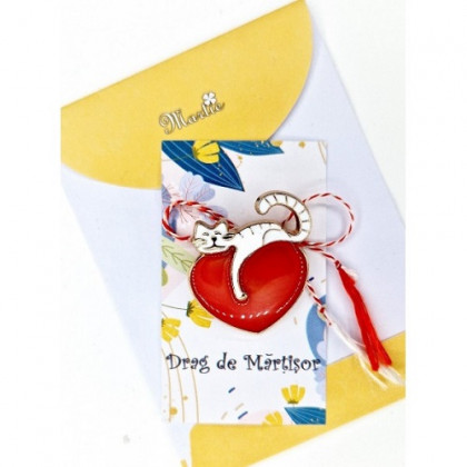 DETALLE MARZO BROCHE GATITO BLANCO/CORAZON