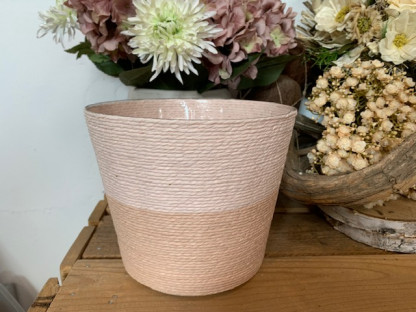 MACETA CUERDA Ø19XH16B14 NATURAL/ROSA