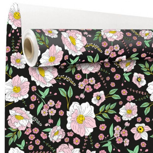 PAPEL KRAFT OLGA 79CMX40M NEGRO COMB. FLORAL