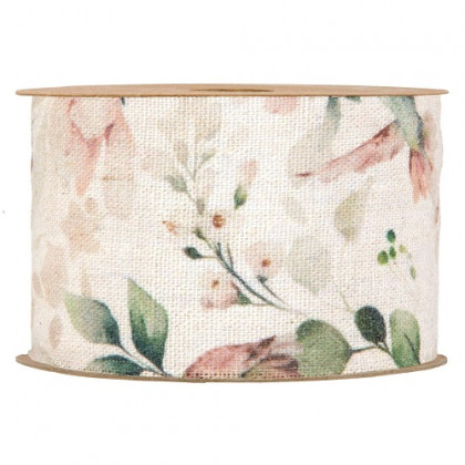 CINTA ROSAS Y PAJAROS MM63X20MT ROSA COMB.