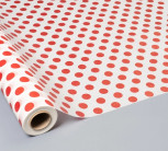 BOBINA PAPEL SEDA 70CMX100M BLANCO LUNARES ROJO