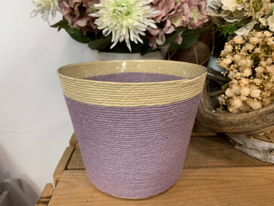 MACETA CUERDA COLOR Ø19XH16B14 MALVA/NAT.