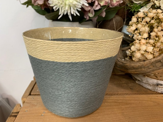 MACETA CUERDA COLOR Ø19XH16B14 AZUL/NAT.