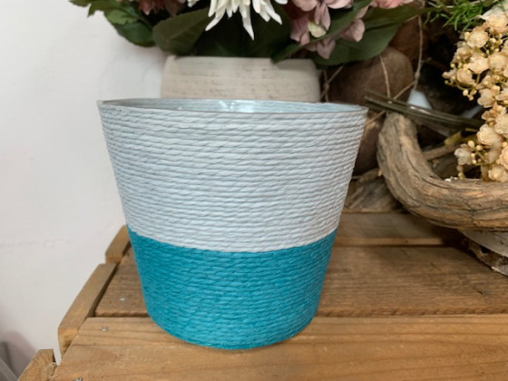MACETA CUERDA COLOR Ø15XH13B11 TURQUESA/CEL