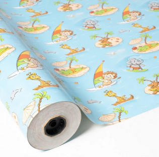 BOBINA PAPEL LUX 70CM X50M AZUL ESTAMPADO