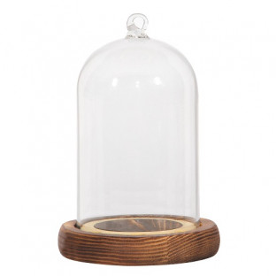 CRISTAL CUPULA DOME W/WOOD BASE Ø9 X H13,5