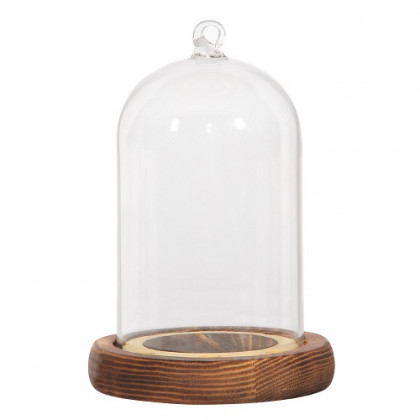 CRISTAL CUPULA DOME W/WOOD BASE Ø9 X H13,5