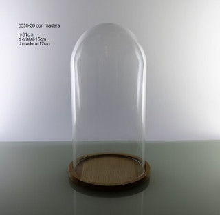 CRISTAL CUPULA H:30CM Ø:15 CON MADERA