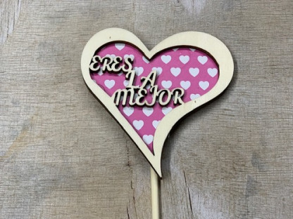 PICK CORAZON ROSA "ERES LA MEJOR"