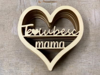 CORAZÓN MADERA "TE IUBESC MAMA" PAQ X 10UNI