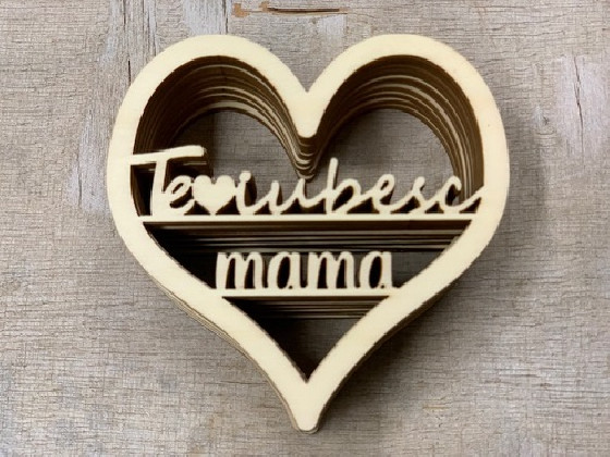 CORAZÓN MADERA "TE IUBESC MAMA" PAQ X 10UNI