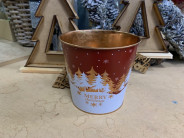 MACETA ZINC NAVIDAD Ø14-13,5CM ROJO.