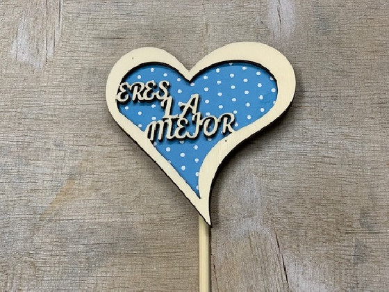 PICK CORAZON AZUL "ERES LA MEJOR"