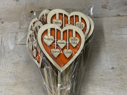 PICK CORAZONES NARANJA PAQ X 10UNI