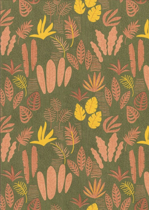BOBINA PAPEL 70CM X 50M KRAFT/HOJAS TROPICALES