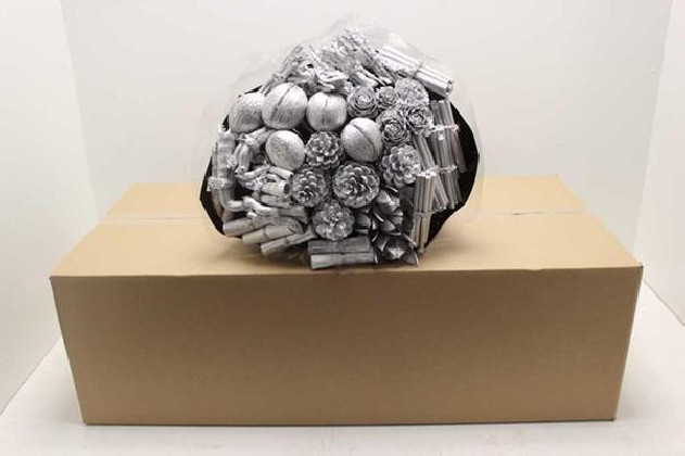 BOUQUET DRY MIX PLATA 60CM