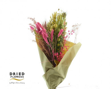 BOUQUET DRY ROSA 55CM