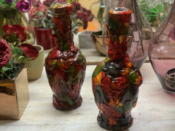 CRISTAL BOTELLA MATIZ ROJO.