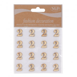 STICKERS NUMERO 2 MADERA NATURAL(16 UNI)
