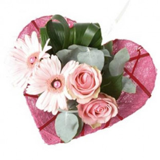 PORTA BOUQUET SISAL CORAZON DECO ROSA Ø:25