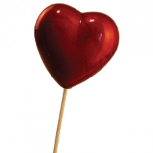PICK CORAZON 6CM X 50CM X 5 UNI ROJO
