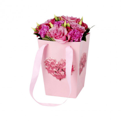BOLSA CORAZON 16X12X22CM ROSA